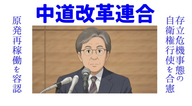 中道改革連合、存立危機事態の自衛権行使を合憲、原発再稼働を容認など立憲の従来路線から変化