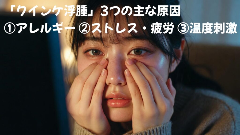 まぶたの腫れに悩む女性